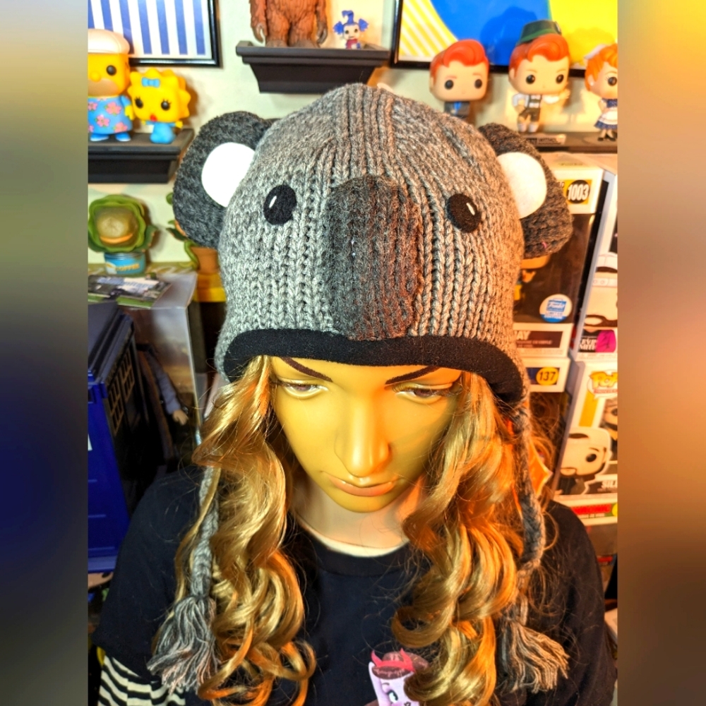 Kyber Grey Koala Bear Hat, Small headed adult, teen or older child, fleece lined